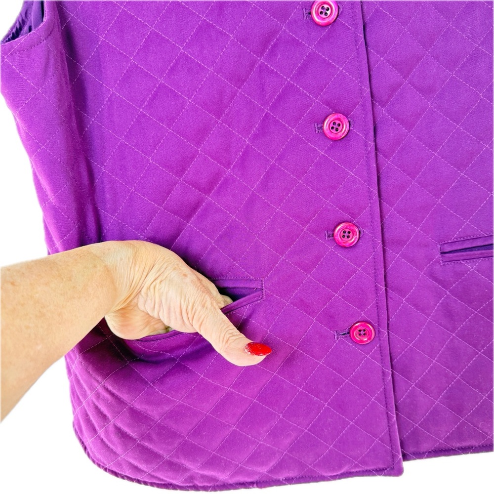 Drapers & Damons Purple Quilted Button Up Vest with Collar, Pockets Size P-Large - Picture 13 of 17
